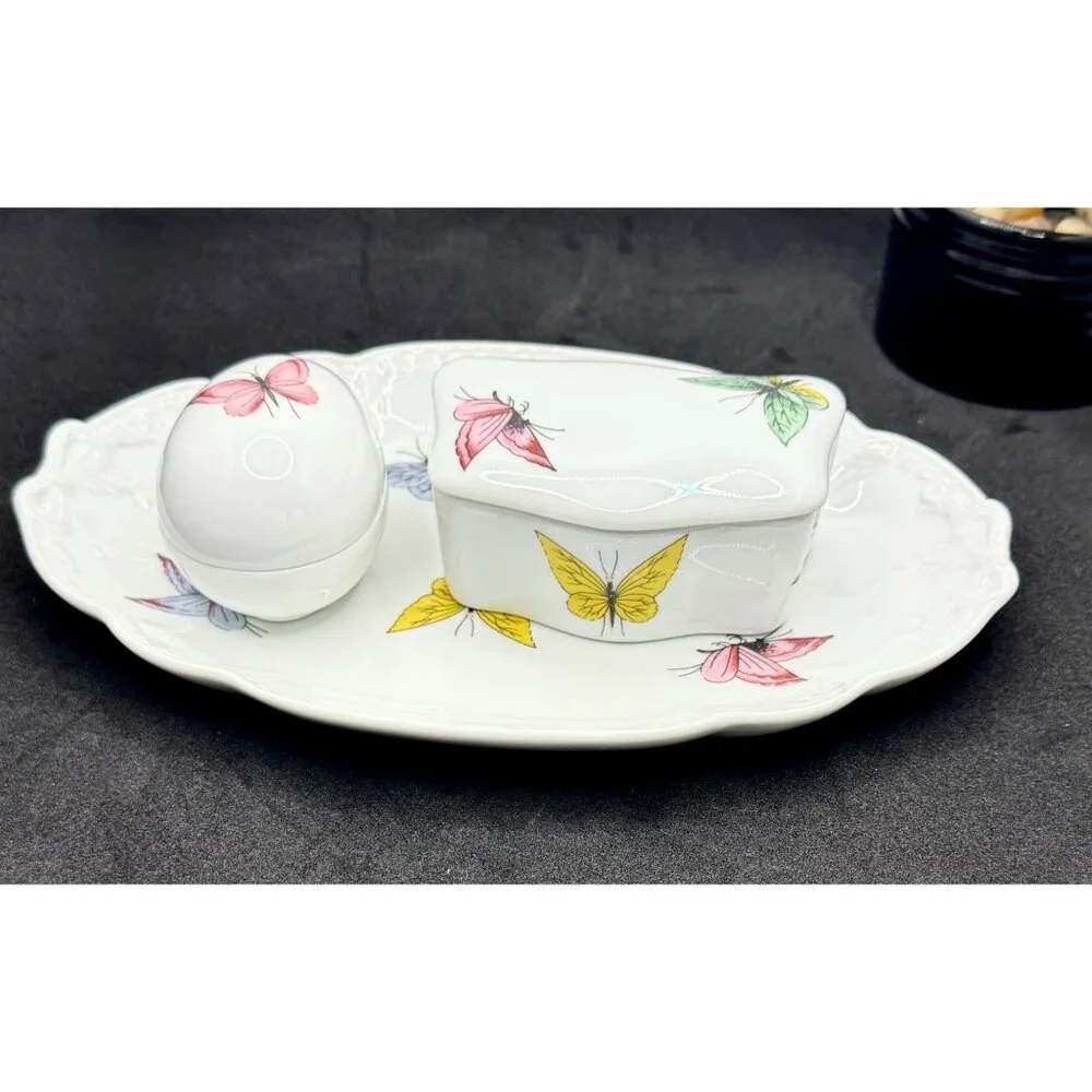 Limoges France Porcelain Vanity 3 Piece Set